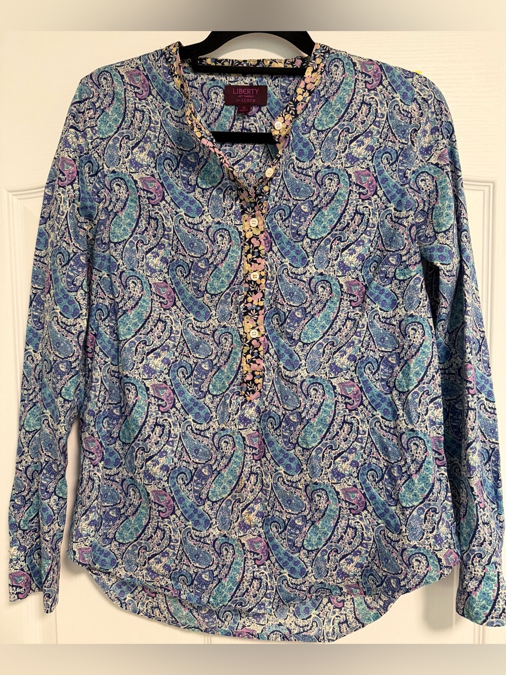 J. Crew Liberty Paisley Shirt in Blue, Teal & Purple. Size 6
